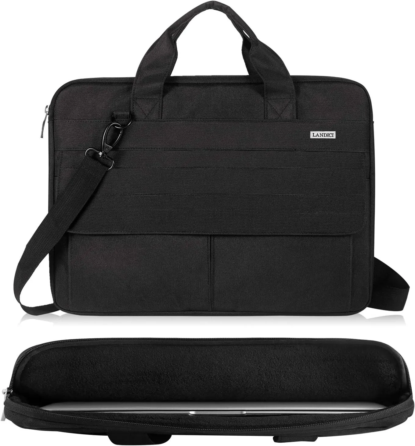 LANDICI Laptop Bag Carrying Case 15.6 Inch with Shoulder Strap, Slim Waterproof Computer Sleeve Cover Compatible with MacBook Pro 15/16, 15-16 Inch HP Acer Dell Lenovo ASUS Laptop, Black