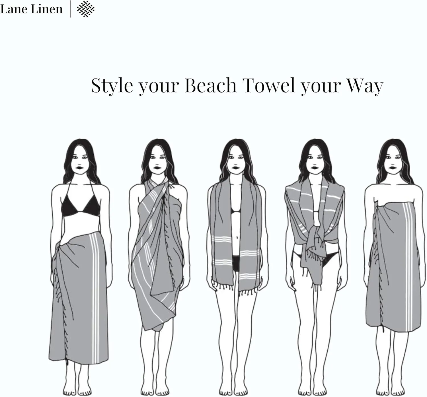 LANE LINEN Turkish Beach Towels Set of 6, Oversized Beach Towel, Lightweight Beach Essentials for Women, Large Pool Towel, Absorbent & Quick Dry, Sand Free Beach Towel, 39"x71" - Aqua