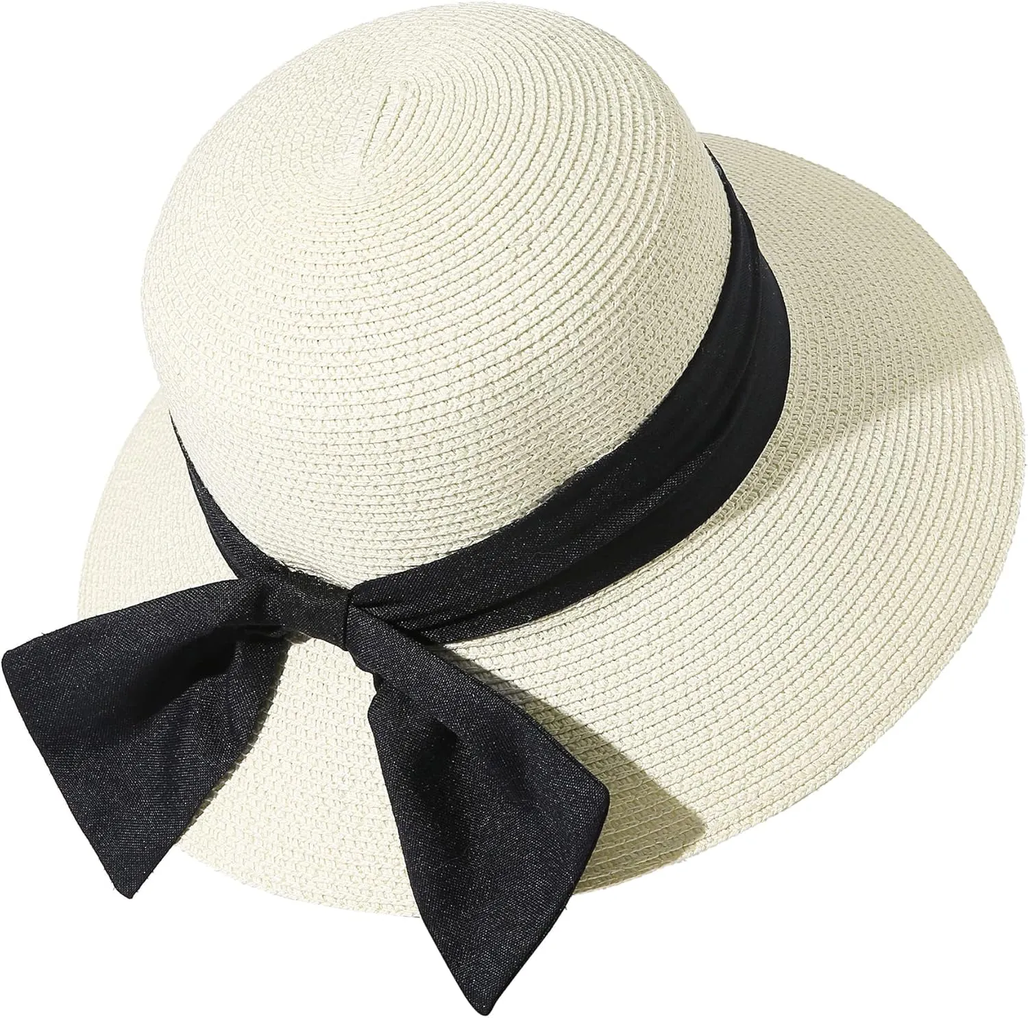 Lanzom Summer Sun Hats for Women Lady Wide Brim Straw Hat Beach Hat UPF Foldable Packable Cap for Travel Outdoor
