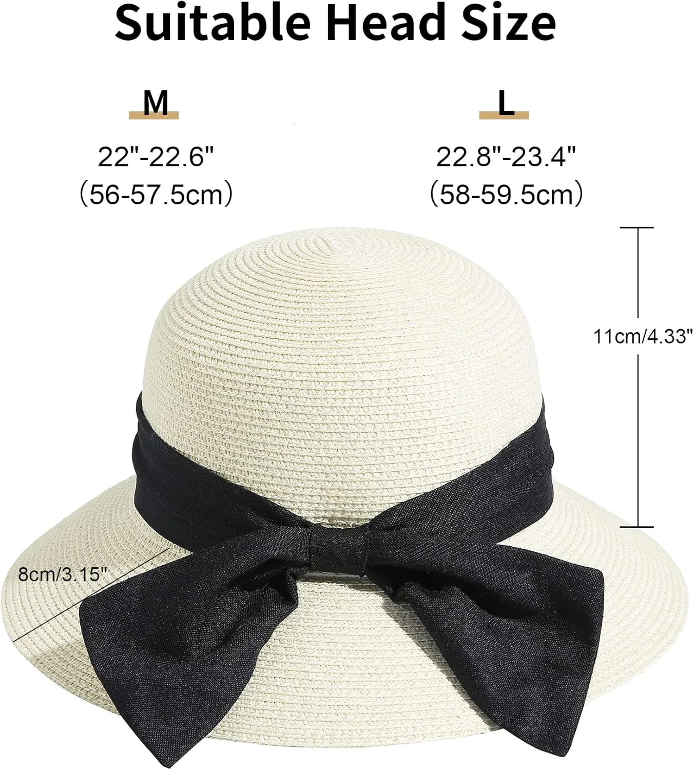 Lanzom Summer Sun Hats for Women Lady Wide Brim Straw Hat Beach Hat UPF Foldable Packable Cap for Travel Outdoor