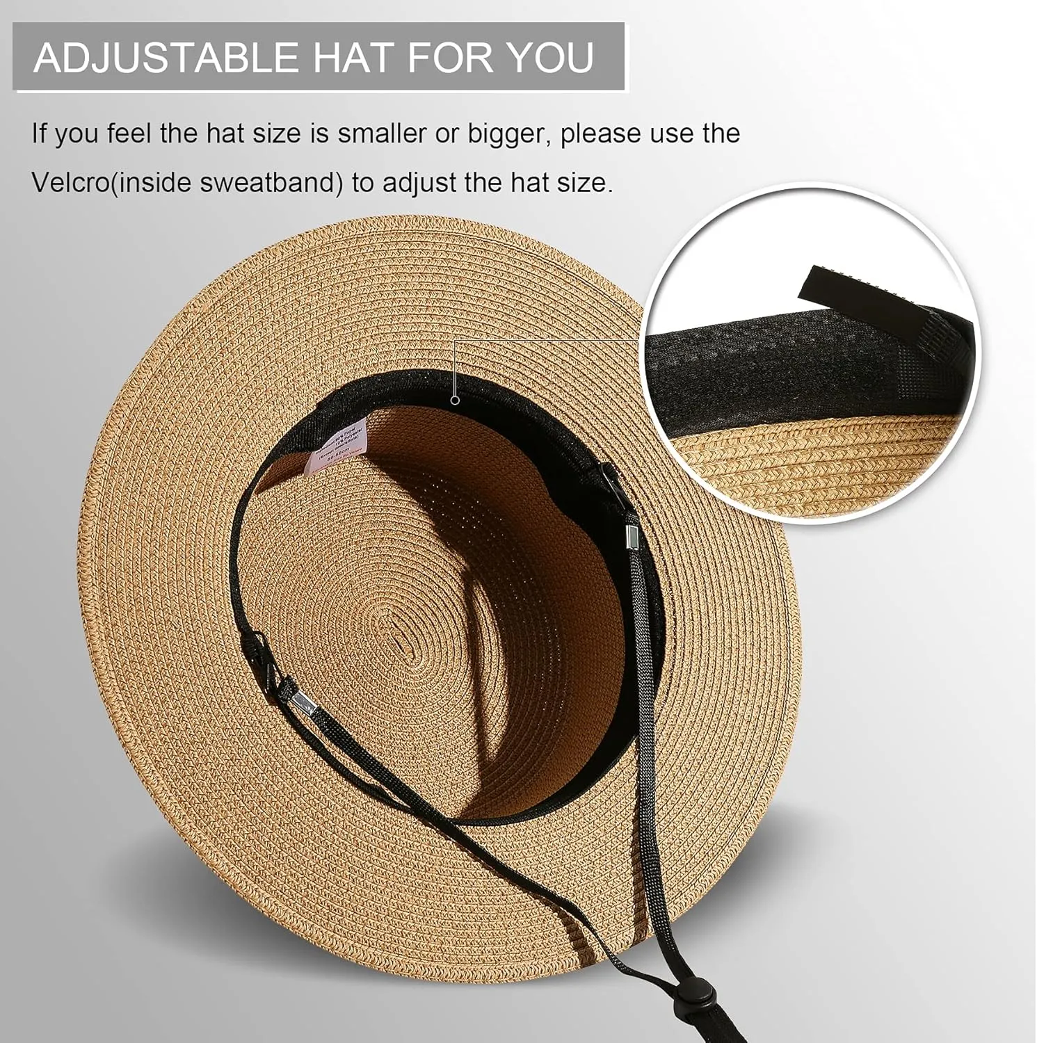 Lanzom Sun Hats for Women Wide Brim Straw Boater Hat Foldable Packable Beach Hat for Summer Fit Size 6 8/7-7 1/4