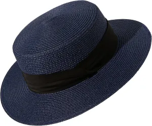 Lanzom Sun Hats for Women Wide Brim Straw Boater Hat Foldable Packable Beach Hat for Summer Fit Size 6 8/7-7 1/4