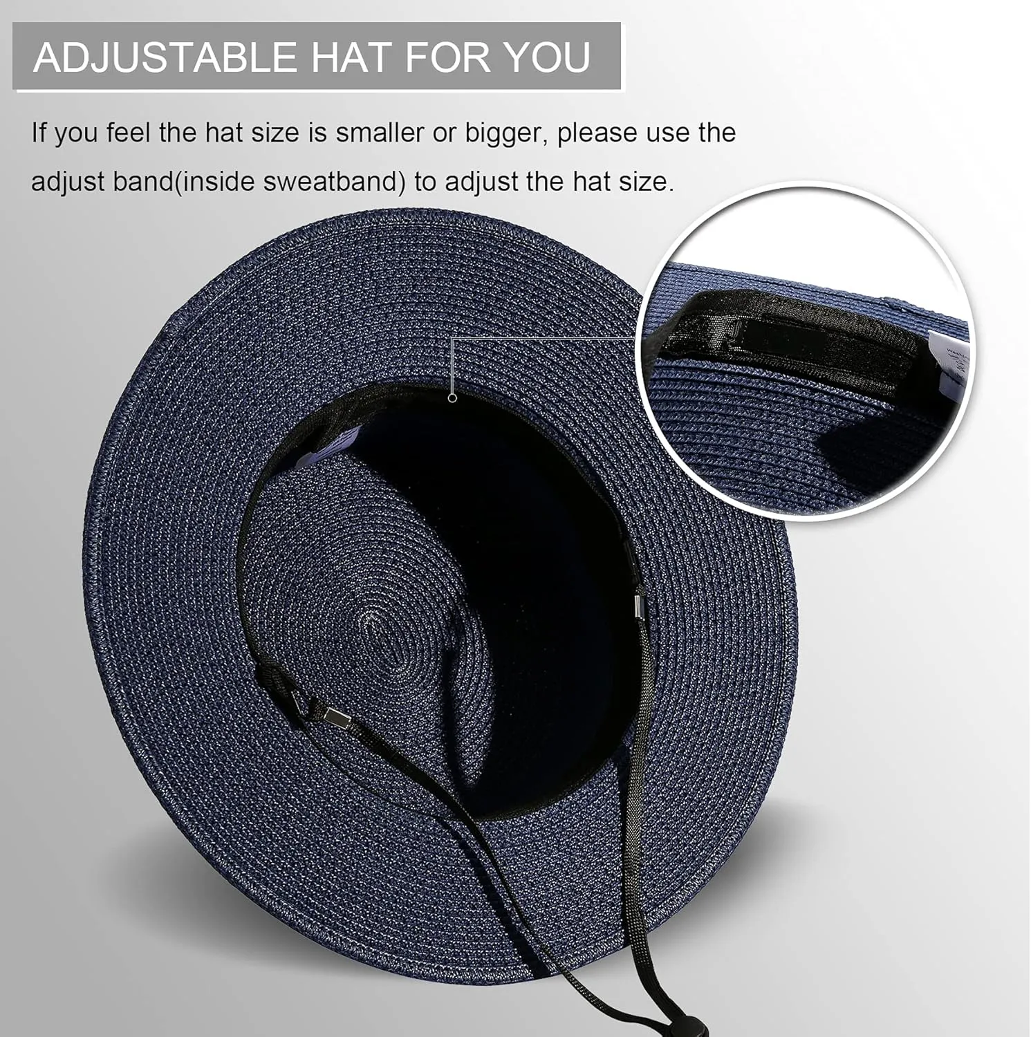 Lanzom Sun Hats for Women Wide Brim Straw Boater Hat Foldable Packable Beach Hat for Summer Fit Size 6 8/7-7 1/4