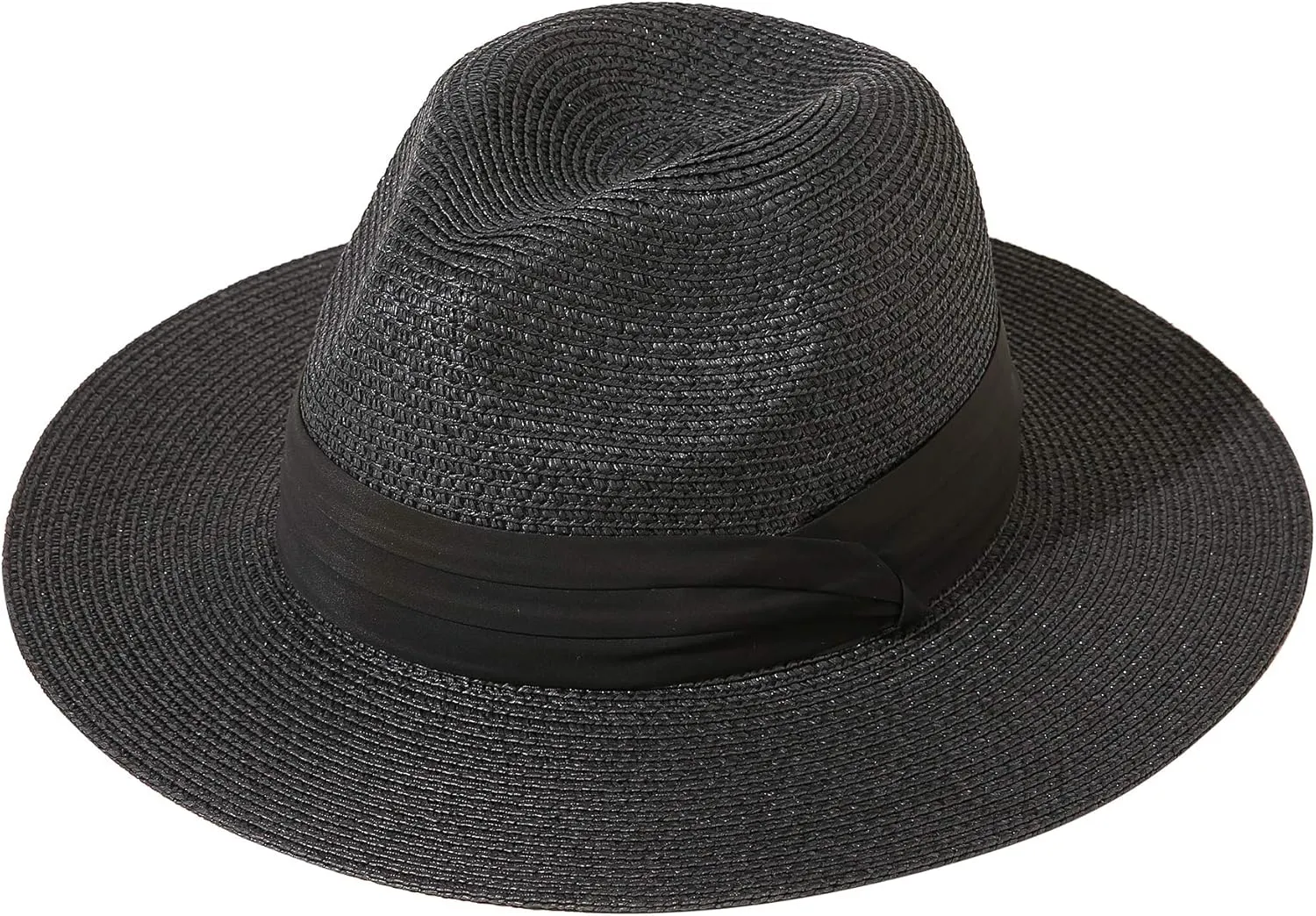 Lanzom Women Wide Brim Straw Panama Roll up Hat Fedora Beach Sun Hat UPF50 