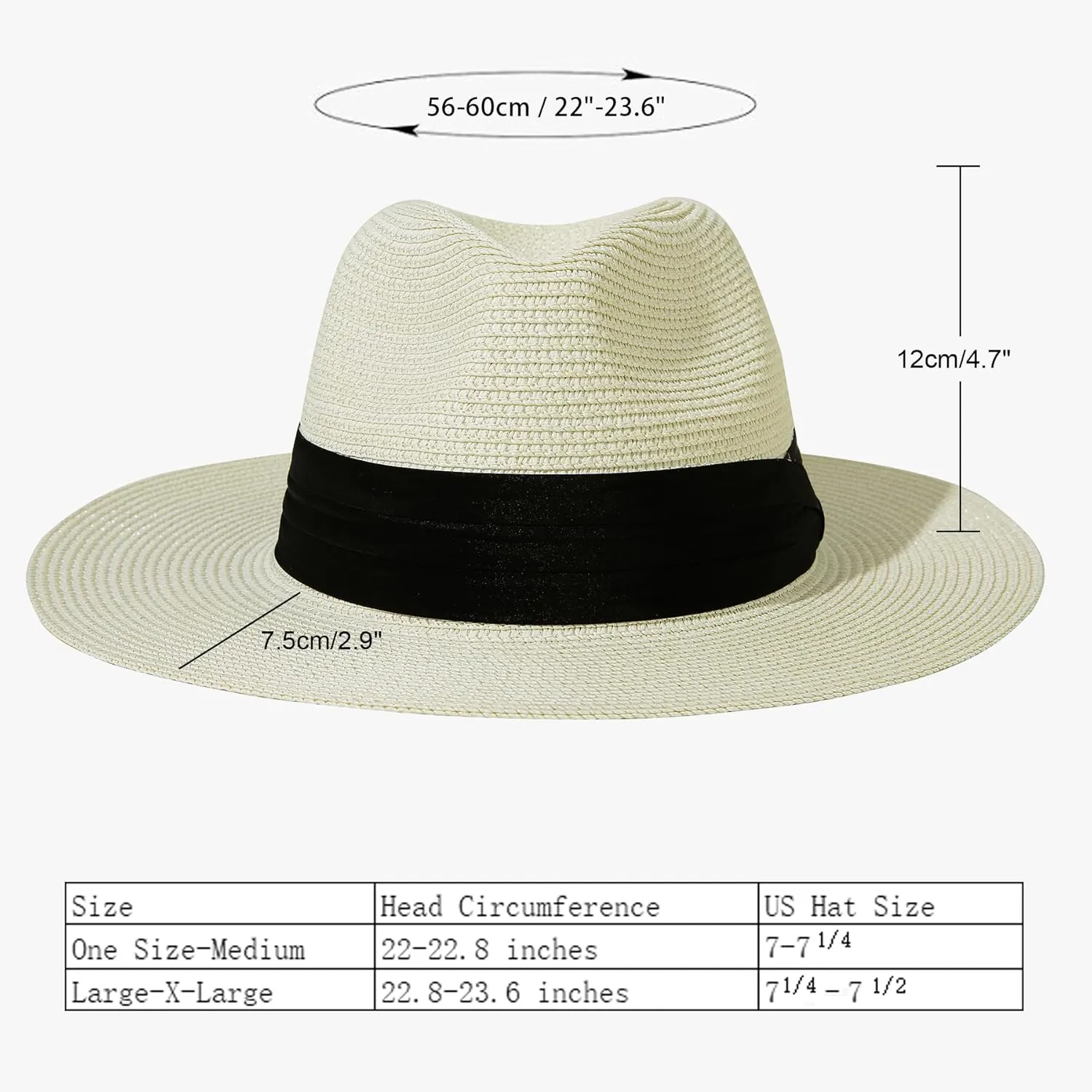 Lanzom Women Wide Brim Straw Panama Roll up Hat Fedora Beach Sun Hat UPF50 