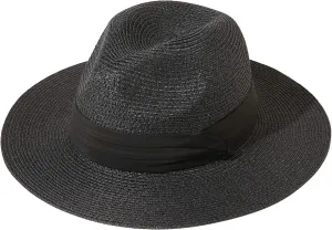 Lanzom Women Wide Brim Straw Panama Roll up Hat Fedora Beach Sun Hat UPF50 