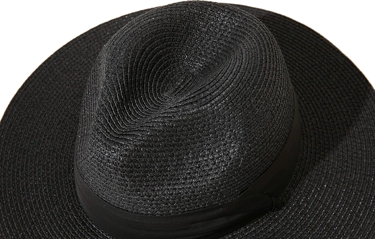 Lanzom Women Wide Brim Straw Panama Roll up Hat Fedora Beach Sun Hat UPF50 