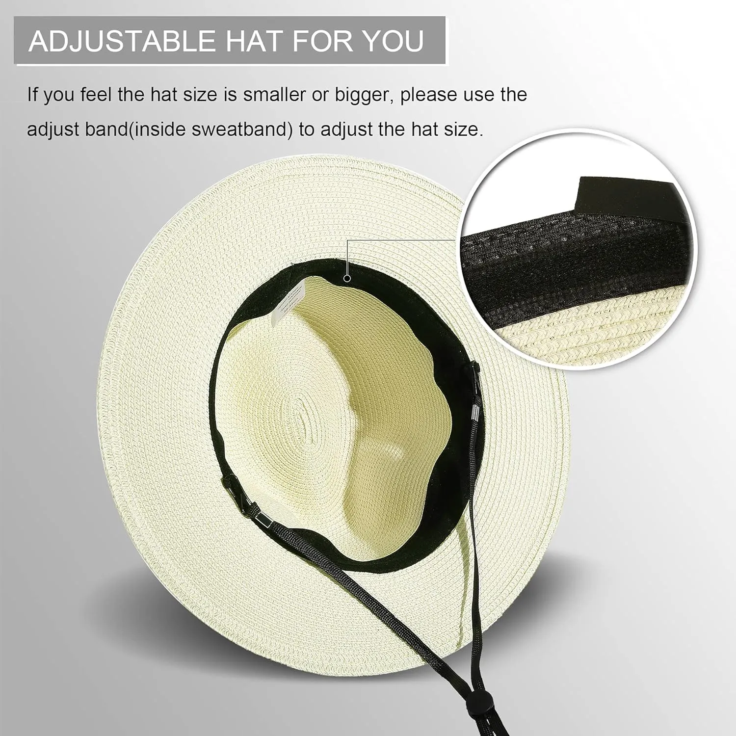 Lanzom Women Wide Brim Straw Panama Roll up Hat Fedora Beach Sun Hat UPF50 