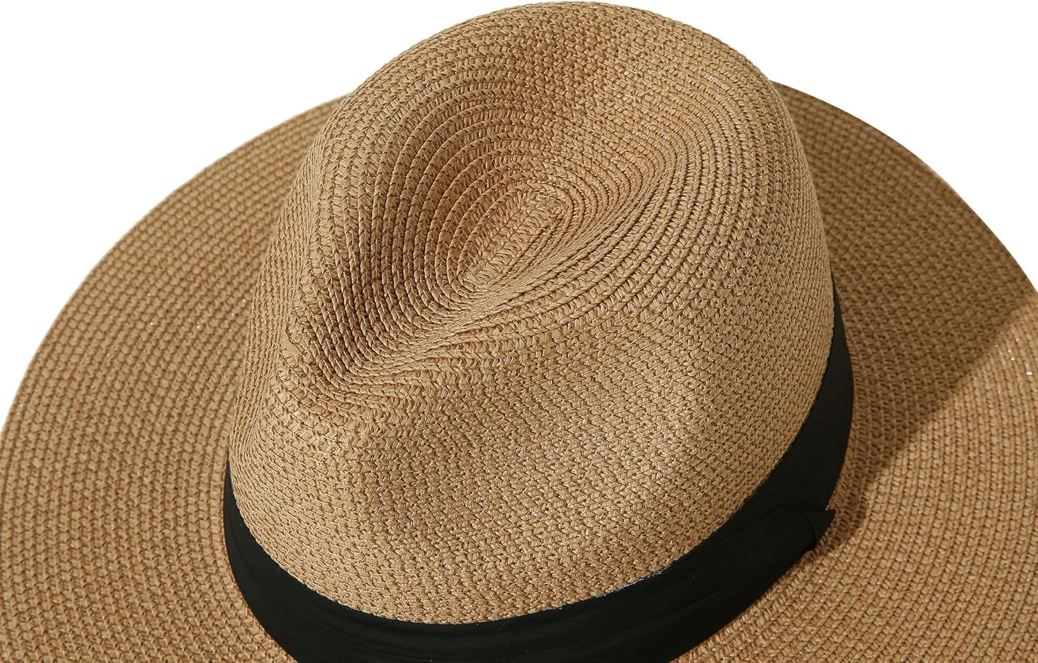Lanzom Women Wide Brim Straw Panama Roll up Hat Fedora Beach Sun Hat UPF50 