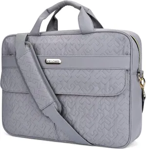 Laptop Bag 15.6 Inch Protective Laptop Shoulder Bag Computer Carrying Case Compatible with MacBook Pro 16 inch, HP, Dell, Lenovo, Asus, Messenger Office Bag with Strap - Grey