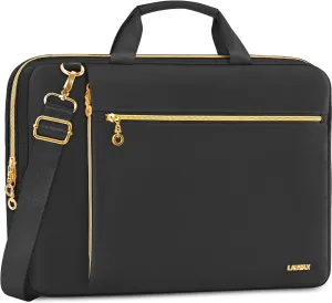 Laptop Bag Case 17 17.3 inch for Women Men Computer Briefcase Compatible with Dell XPS Inspiron, HP Pavilion Omen, LG Gram, Lenovo, ASUS, Acer, Messenger Shoulder Bag with Strap Handle, Black