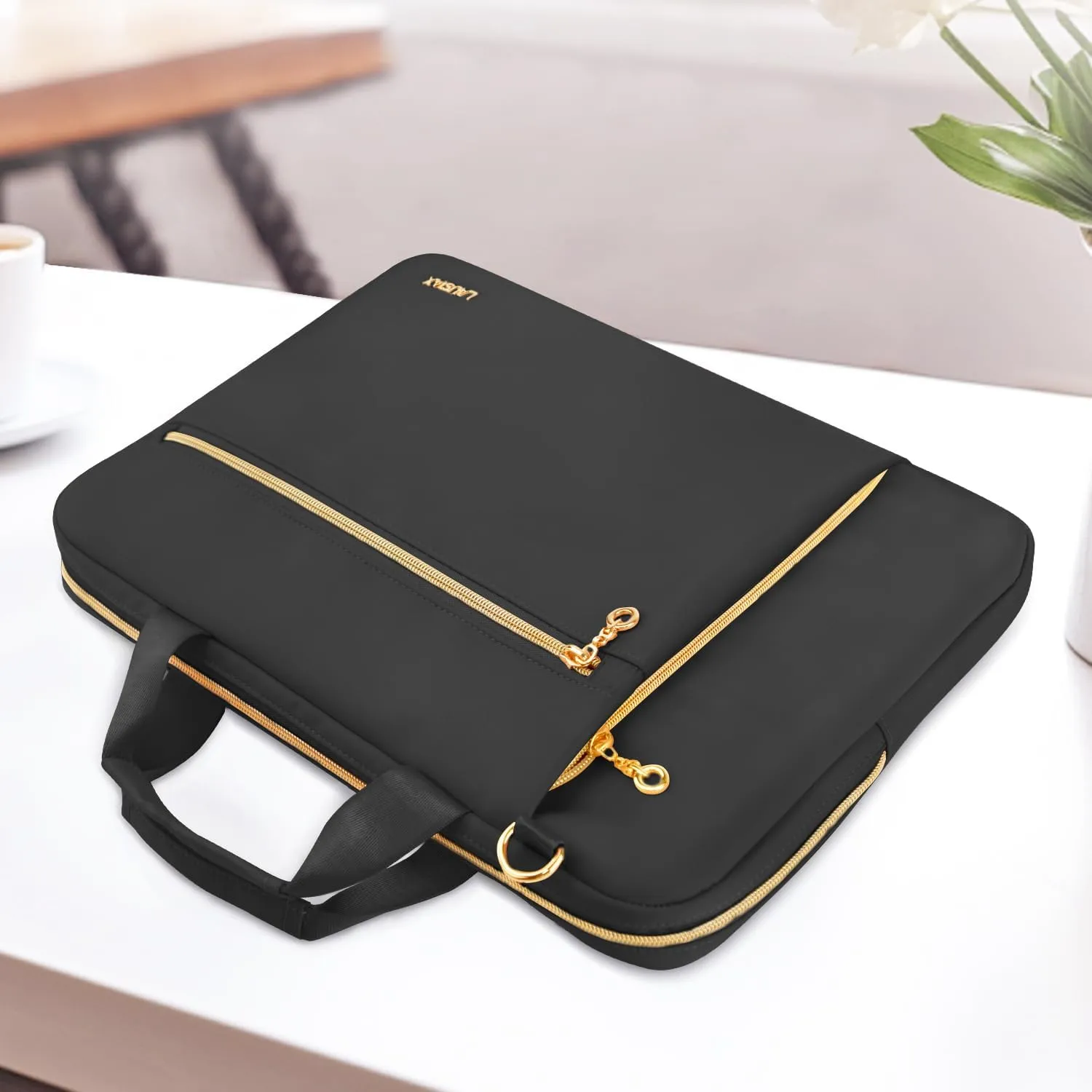 Laptop Bag Case 17 17.3 inch for Women Men Computer Briefcase Compatible with Dell XPS Inspiron, HP Pavilion Omen, LG Gram, Lenovo, ASUS, Acer, Messenger Shoulder Bag with Strap Handle, Black