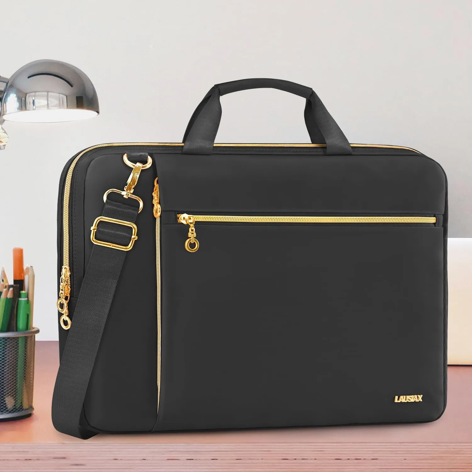 Laptop Bag Case 17 17.3 inch for Women Men Computer Briefcase Compatible with Dell XPS Inspiron, HP Pavilion Omen, LG Gram, Lenovo, ASUS, Acer, Messenger Shoulder Bag with Strap Handle, Black