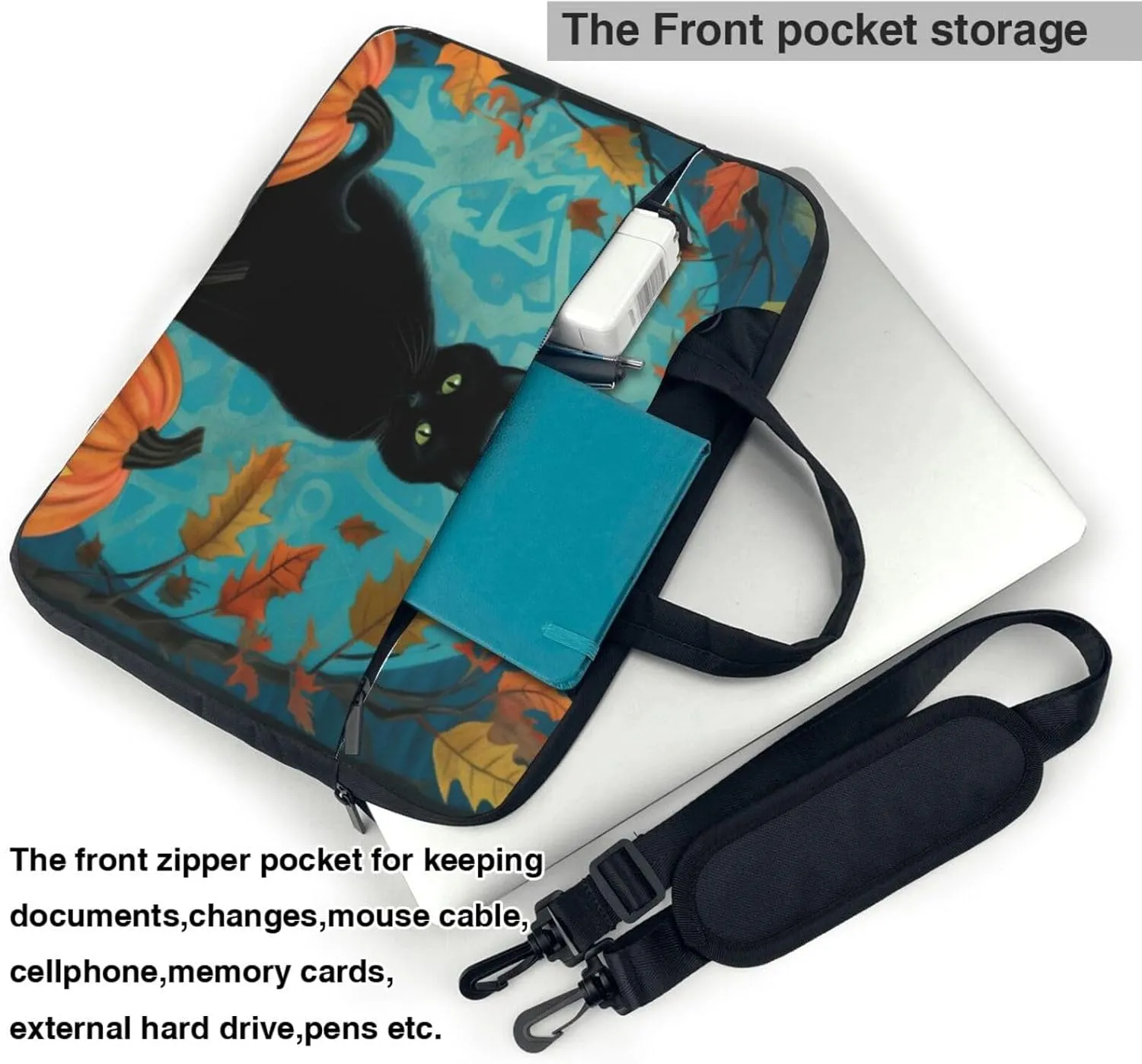 Laptop Bag fit,Thanksgiving Turkey Pumpkin Harvest Handbag CrossbodyBag, Suitable for Office School Travel