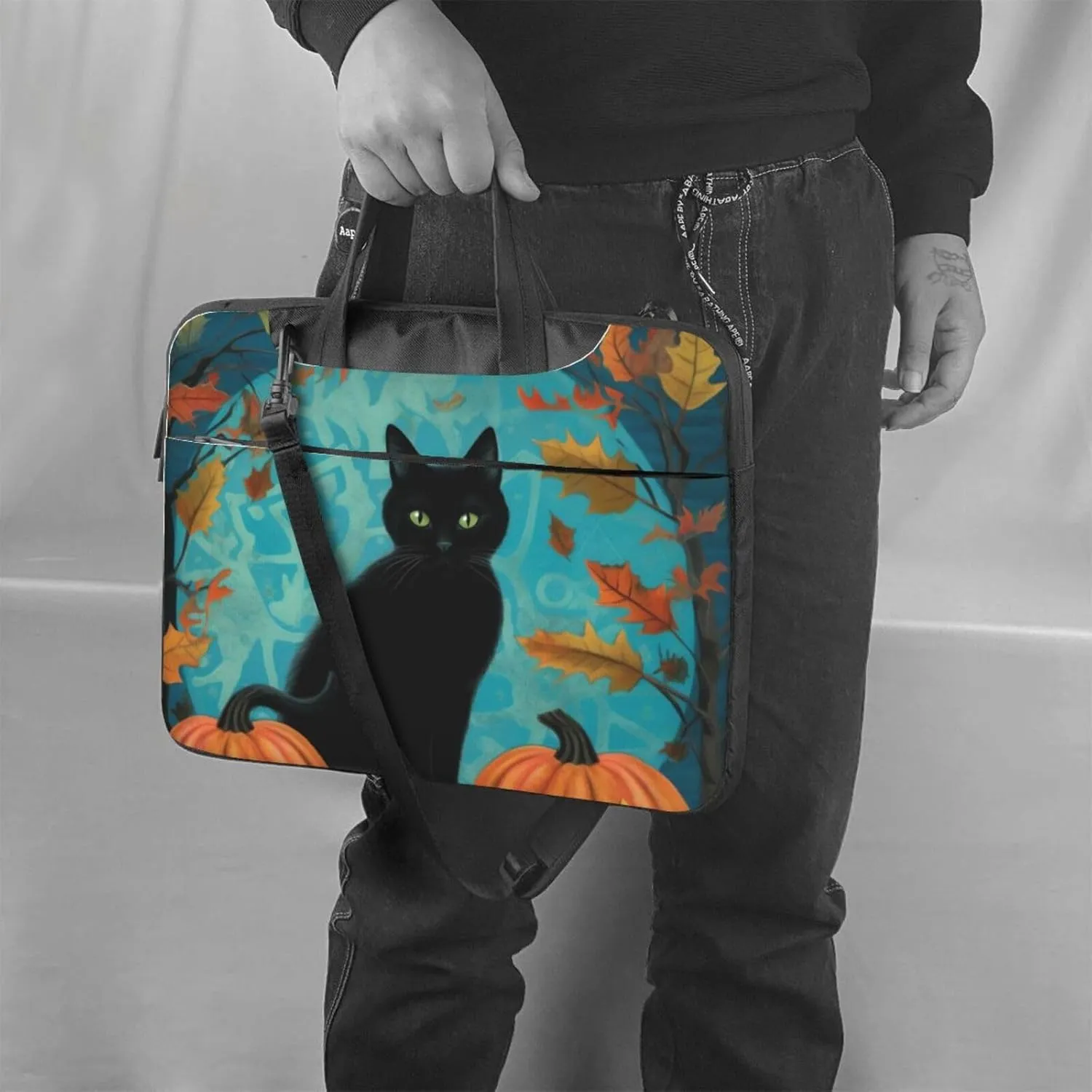 Laptop Bag fit,Thanksgiving Turkey Pumpkin Harvest Handbag CrossbodyBag, Suitable for Office School Travel