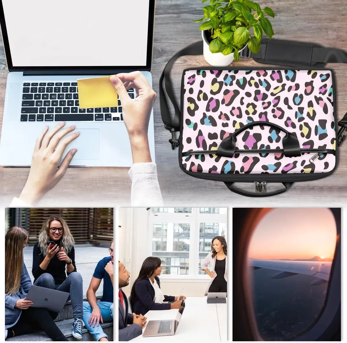 Laptop Bag Waterproof Laptop Shoulder Bag with Adjustable And Removable Shoulder Strap Fits Laptop 13-15.6 Inch