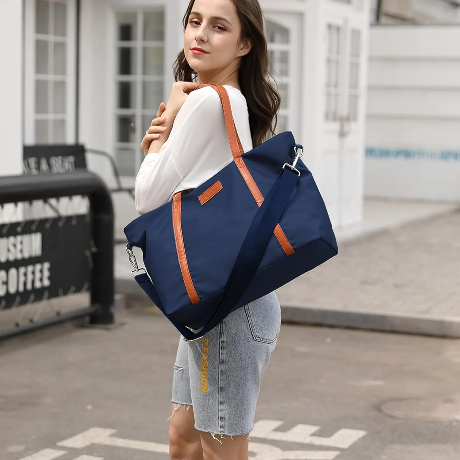 Laptop Bag Waterproof Lightweight Shoulder Tote for Women Nylon Briefcase Computer Work Handbag Fits 15.6 inch
