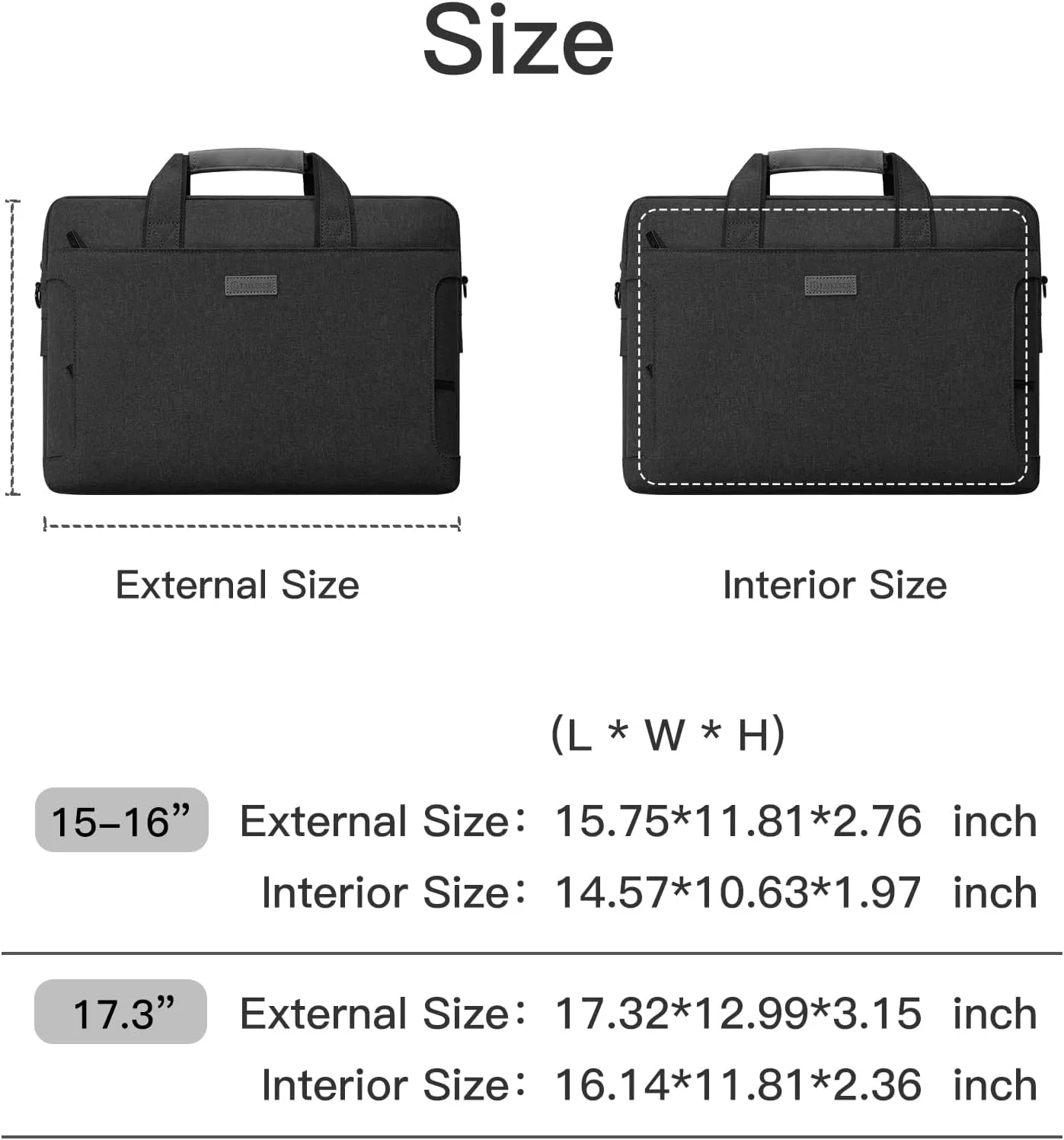 Laptop Shoulder Bag, 13-13.3-14-15-15.4-15.6-16-17.3-18 Inch Laptop/Tablet, Water-Repellent Fabric, Business for Men Women (15-16 inch, Black)