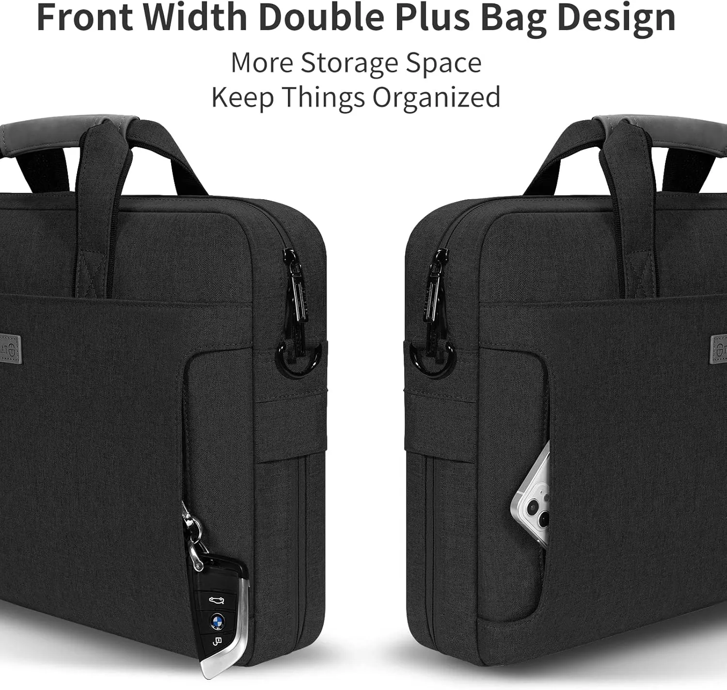 Laptop Shoulder Bag, 13-13.3-14-15-15.4-15.6-16-17.3-18 Inch Laptop/Tablet, Water-Repellent Fabric, Business for Men Women (15-16 inch, Black)