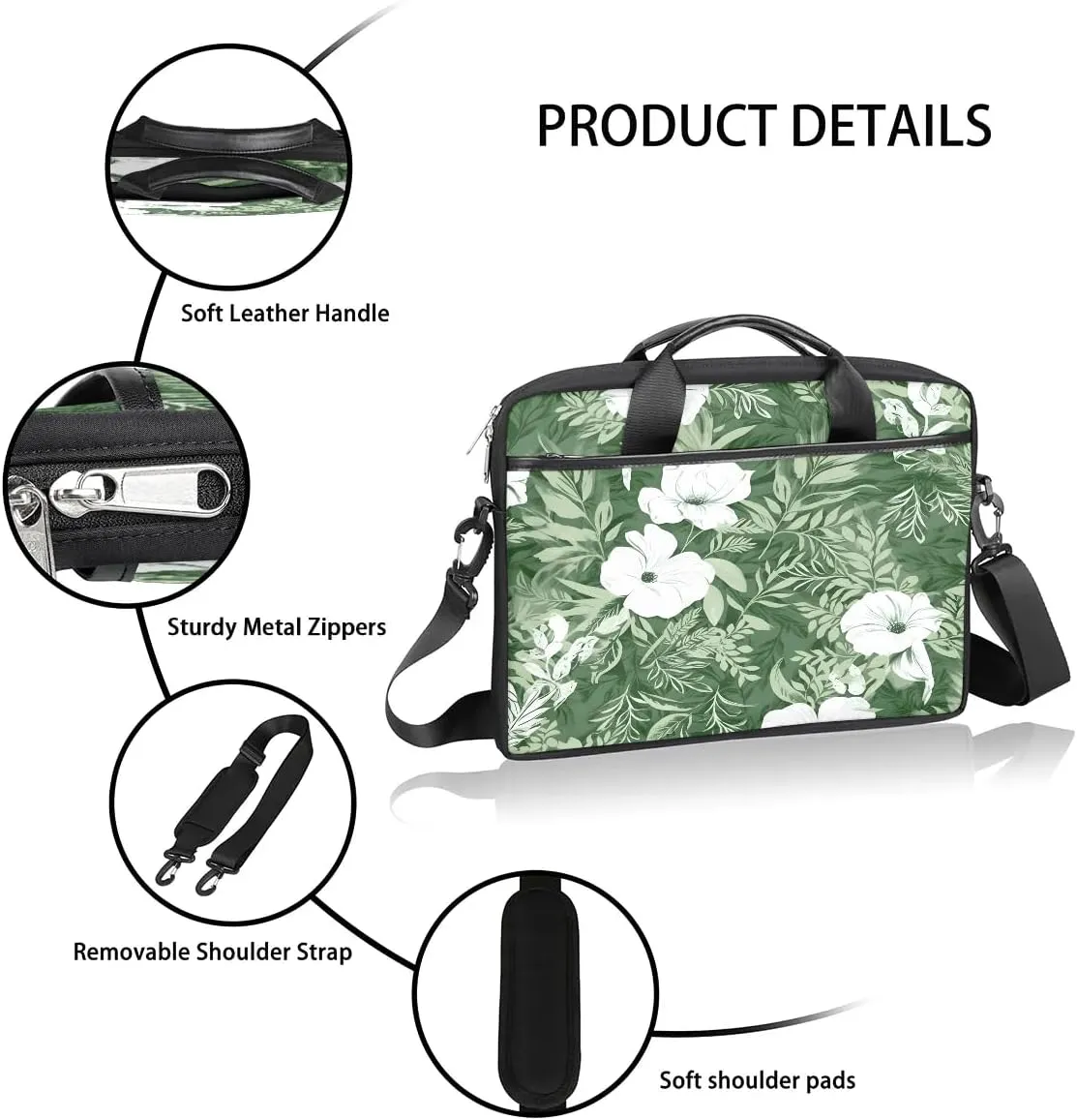 Laptop Shoulder Bag Computer Bag 13-15 Inches Laptop Carrying Case with Shoulder Strap for Women Men