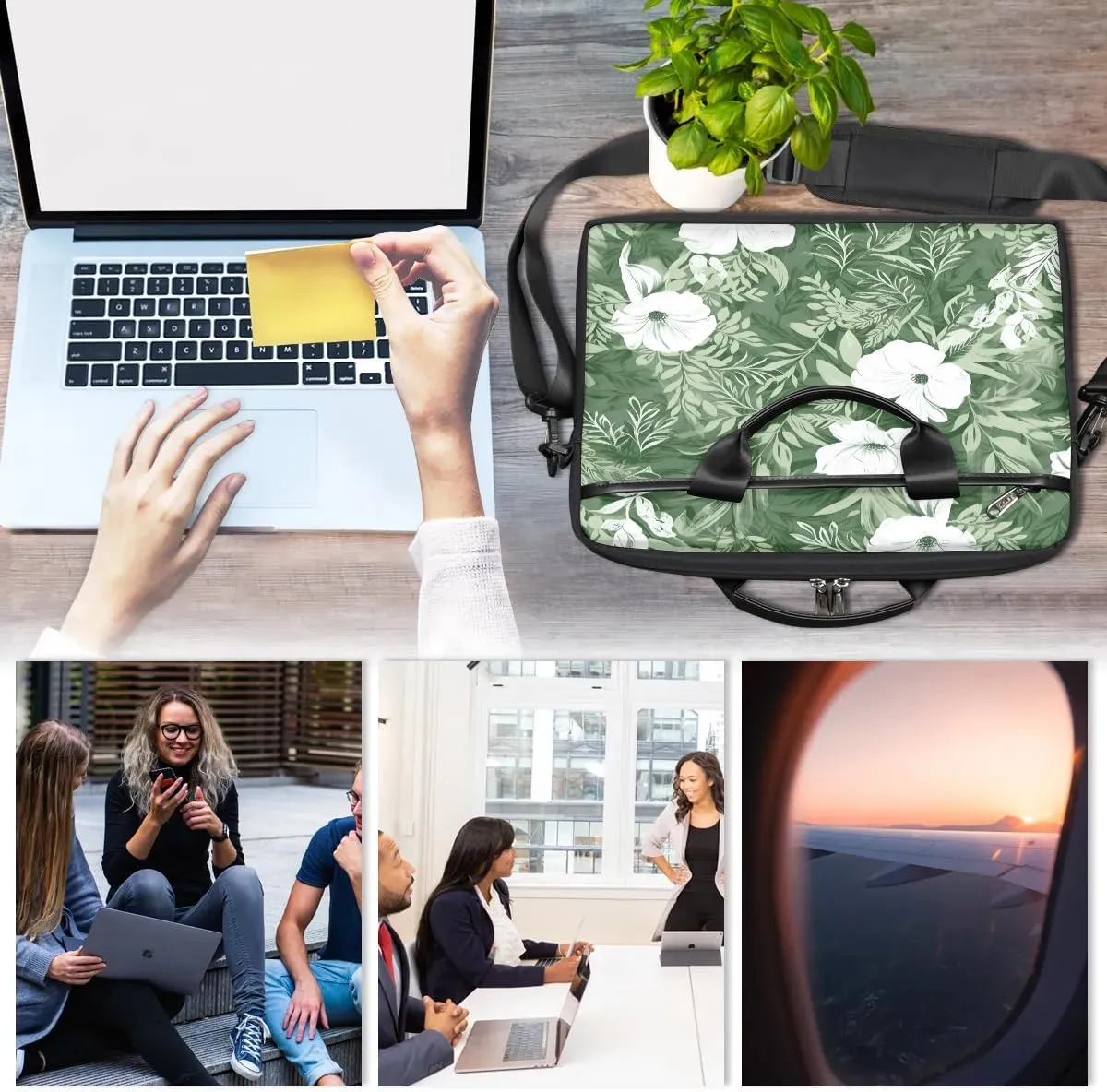 Laptop Shoulder Bag Computer Bag 13-15 Inches Laptop Carrying Case with Shoulder Strap for Women Men
