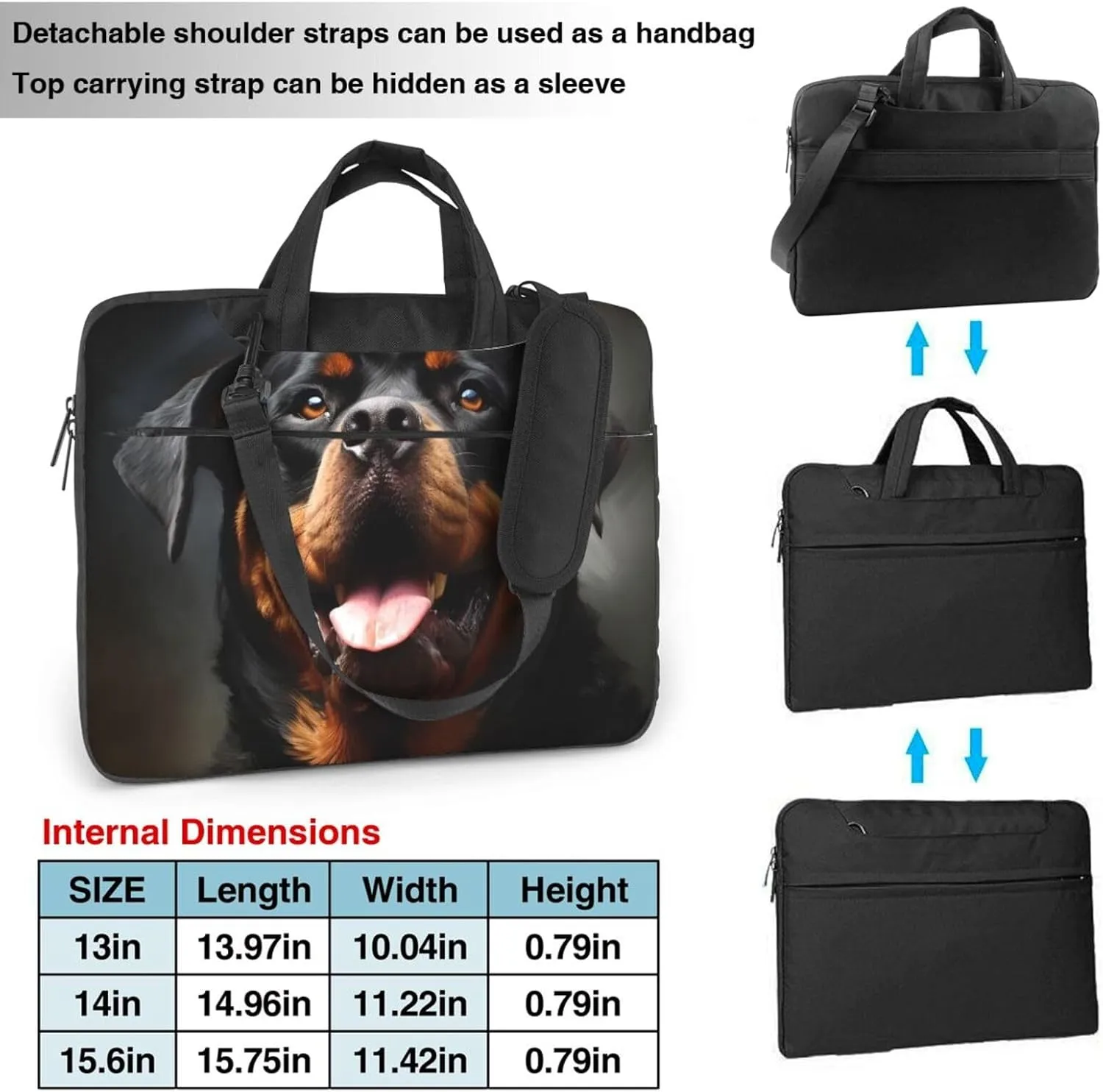 Laptop Shoulder Bag Laptop Bag Computer Bag Cool Rottweiler Dog Art Messenger Bag for Unisex