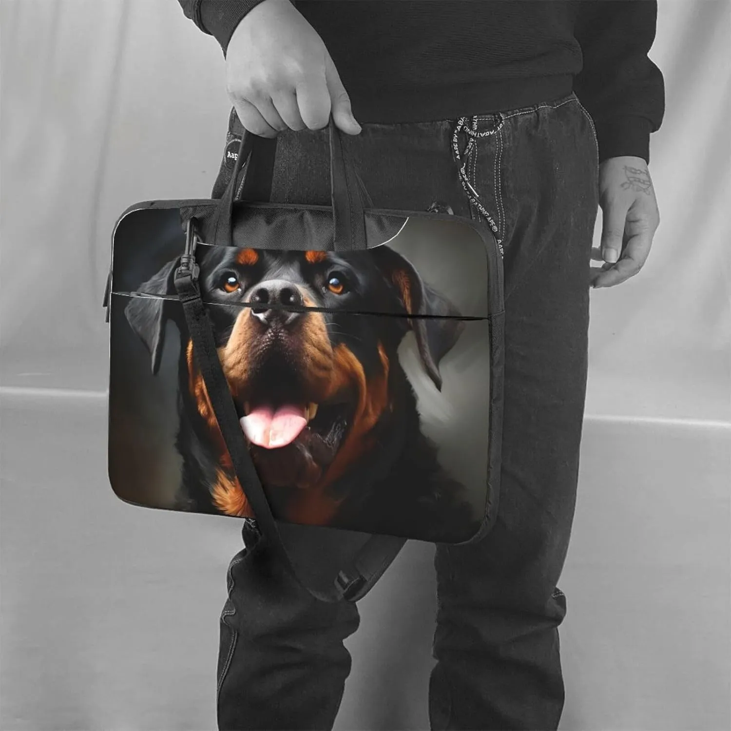 Laptop Shoulder Bag Laptop Bag Computer Bag Cool Rottweiler Dog Art Messenger Bag for Unisex