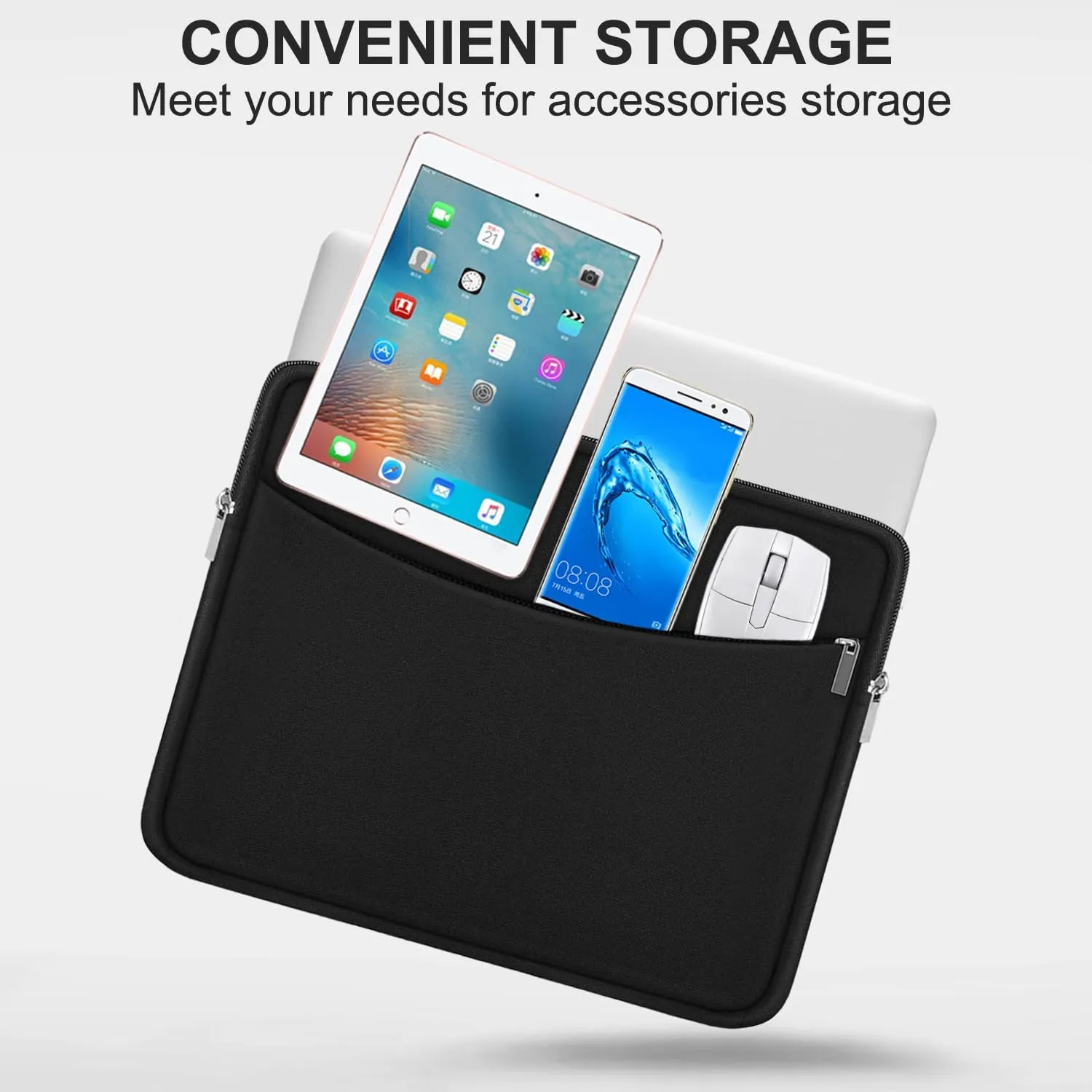 Laptop Sleeve 13.3 inch, Shockproof Protective Briefcase Carrying Computer Cover Bag with Accessory Pocket Portable Laptop Case Compatible with MacBook Air Pro 13.3 inch 14 inch, Black