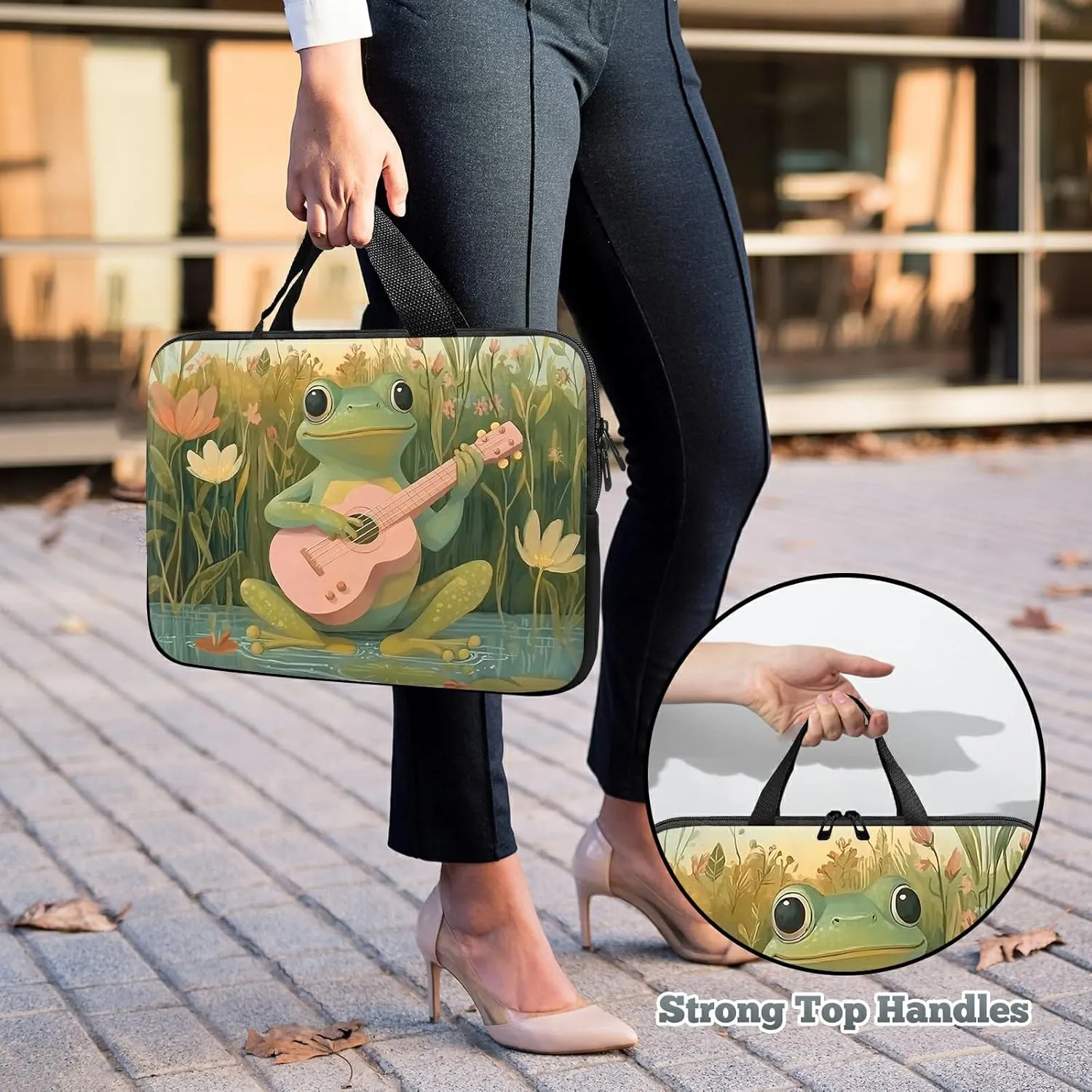 Laptop Sleeve Case Bag 13 inch, Frog Guitar Slim Carrying Case Durable Handbag Travel Laptop Bag for 13 inch MacBook Air M3/M2/Pro M2/ 13" iPad Pro/Air M4/M2 2024