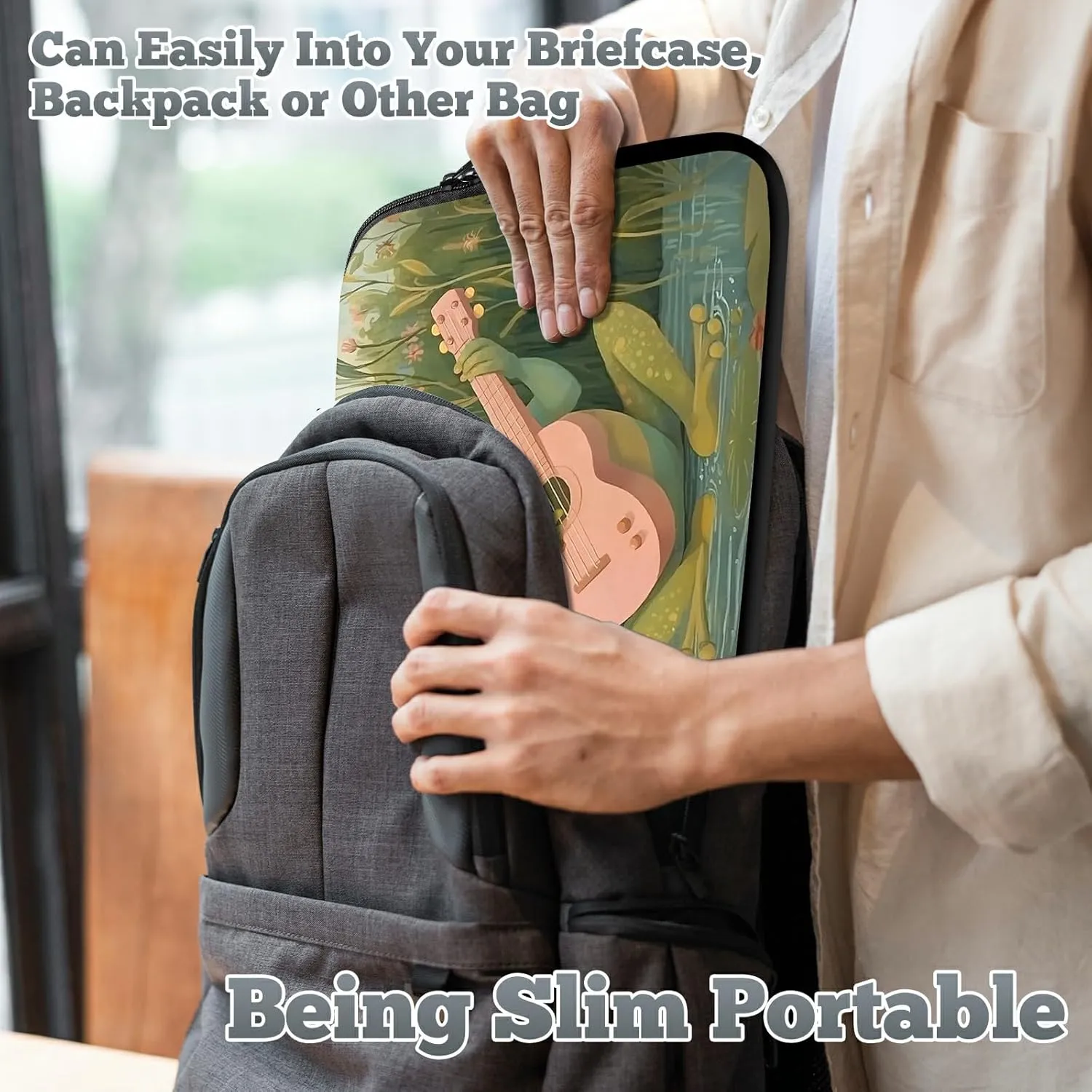 Laptop Sleeve Case Bag 13 inch, Frog Guitar Slim Carrying Case Durable Handbag Travel Laptop Bag for 13 inch MacBook Air M3/M2/Pro M2/ 13" iPad Pro/Air M4/M2 2024