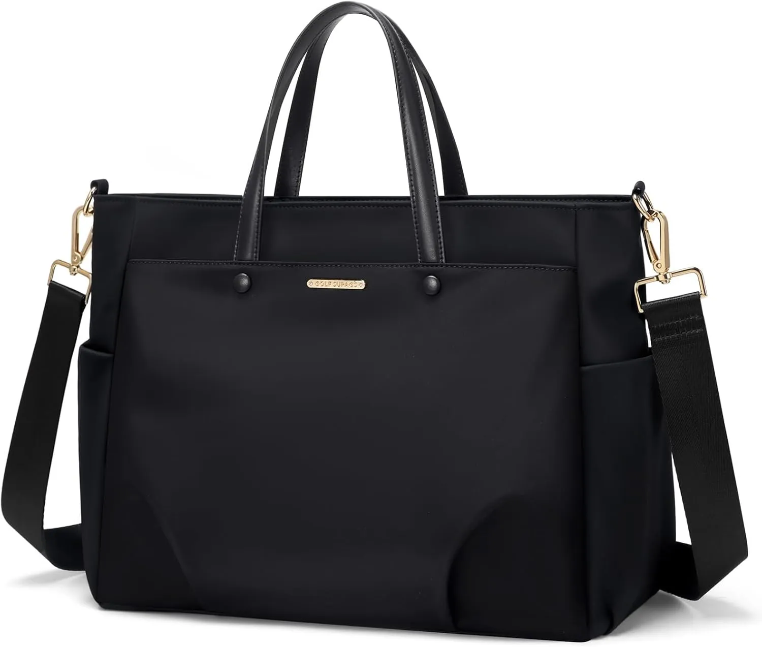 Laptop Tote Bag 15.6 Inch, Computer Shoulder Bag Large Work Tote Bag for Women, Laptop Carrying Case Stylish Handbag for Business Travel (Black)