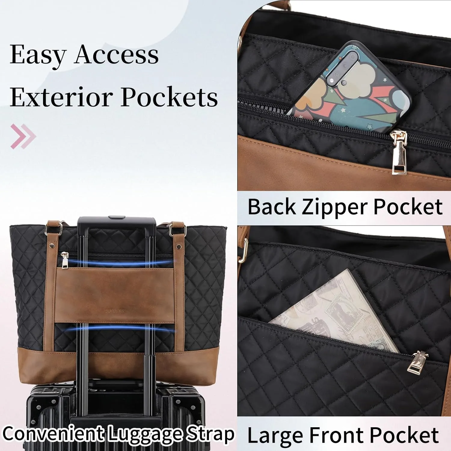 Laptop Tote Bag for Women, 15.6 Inch Computer Shoulder Bag Teacher Work Bag Travel Purse with Small Pouch VONXURY