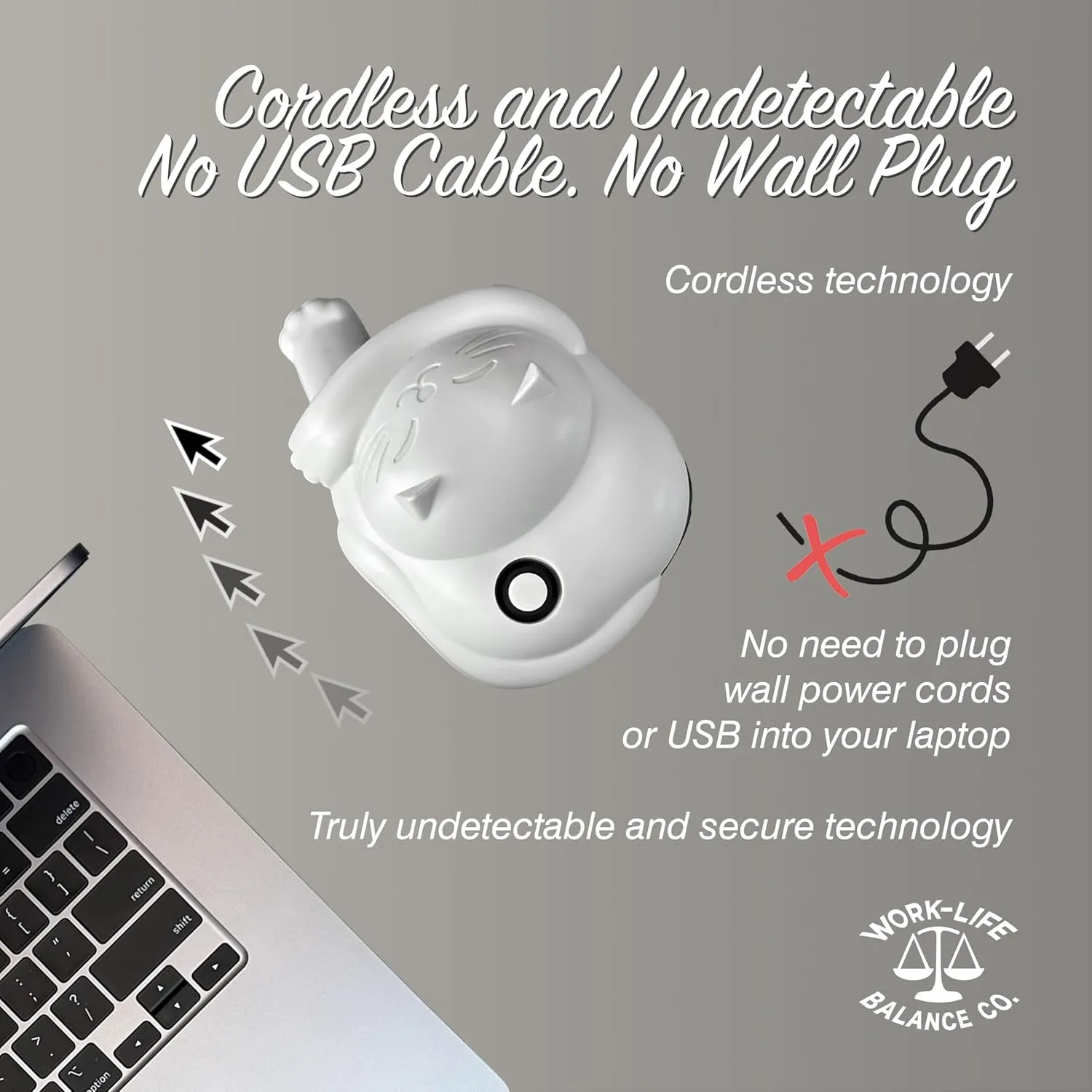 Laptop Trackpad Jiggler -AA Battery Lasts 6 Months -Undetectable -Cordless Mouse Jiggler -Does Not Work on DeII -Keeps Touchpad Active, Laptop Awake -Mechanical Mouse Mover -ON/Off Switch (Gray Cat)