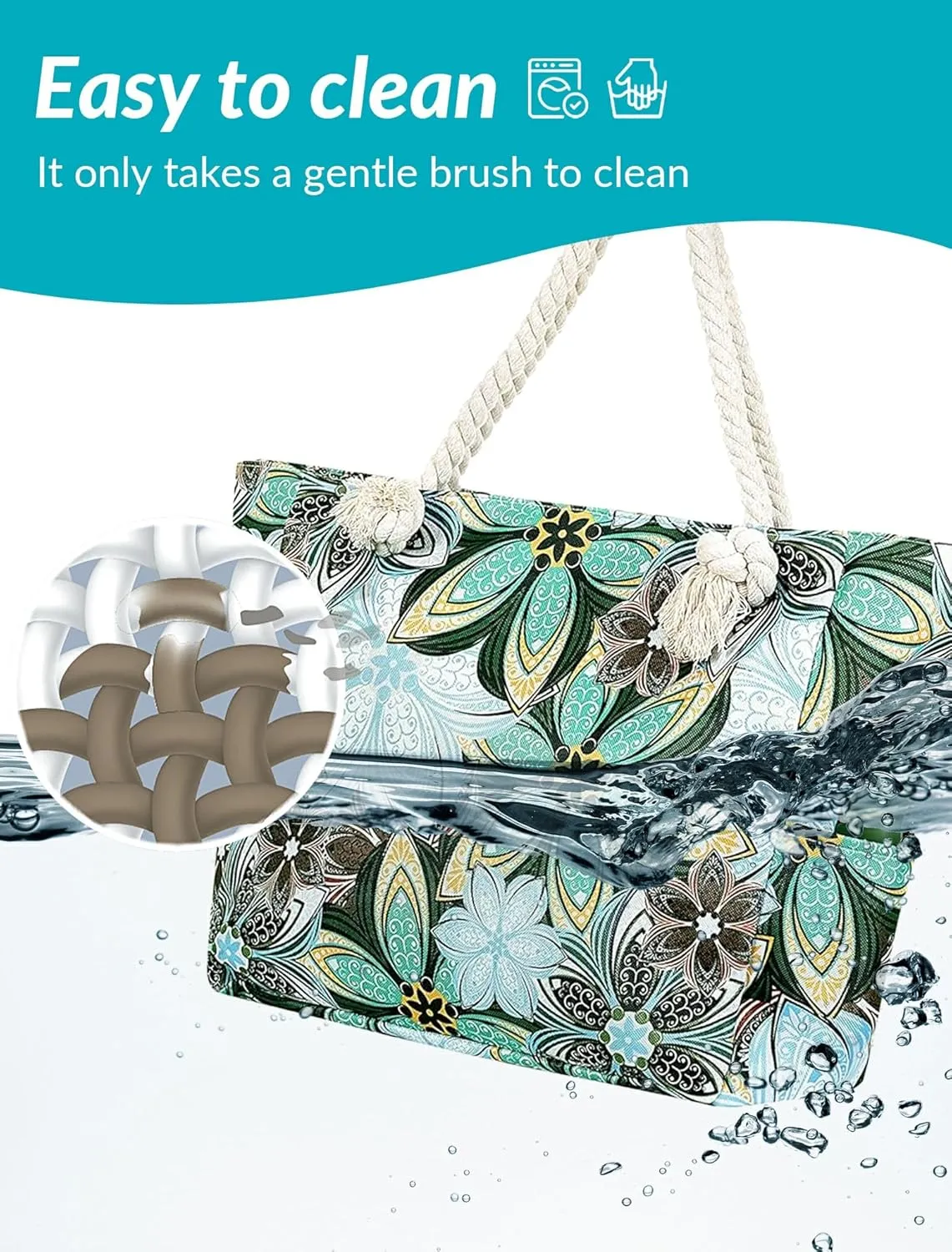 Large Canvas Beach Tote Bag Waterproof Sand proof for Women Her Swim,Travel,Shopping,Gym,Cruise Essentials Gear