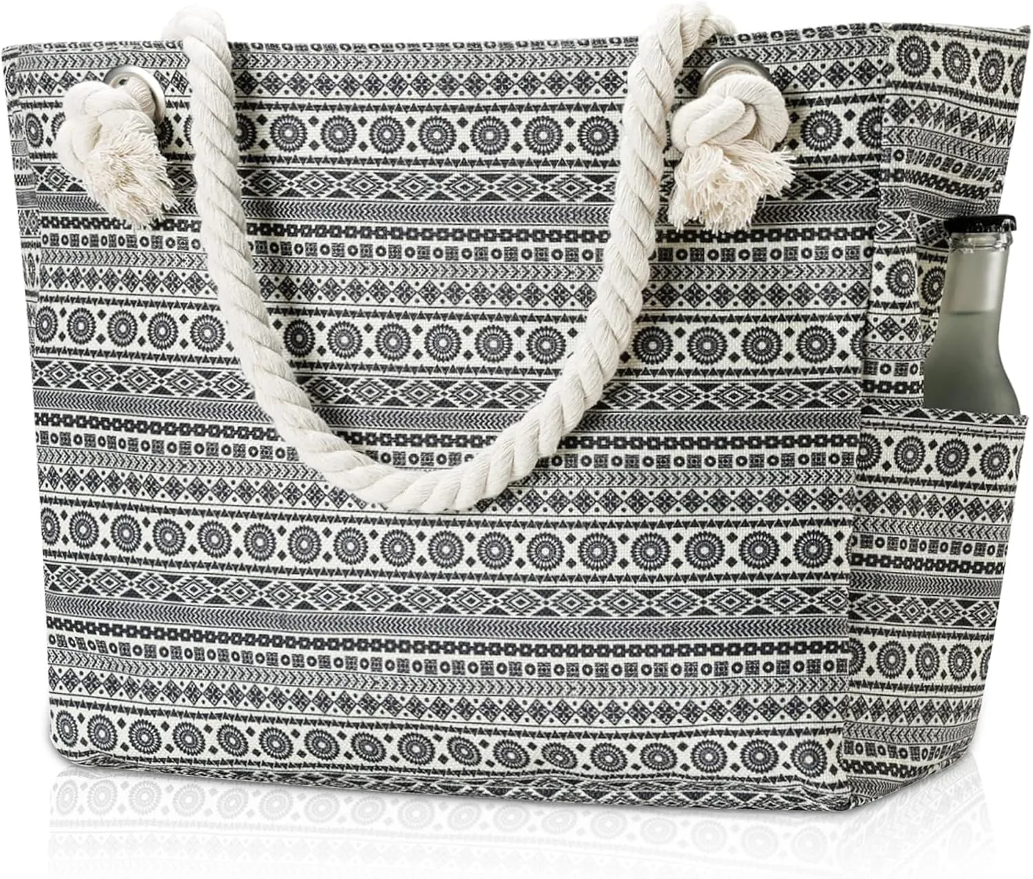 Large Canvas Beach Tote Bag with Zipper Waterproof for Women Swim Travel Swim Pool Shopping Cruise Essentials Gifts