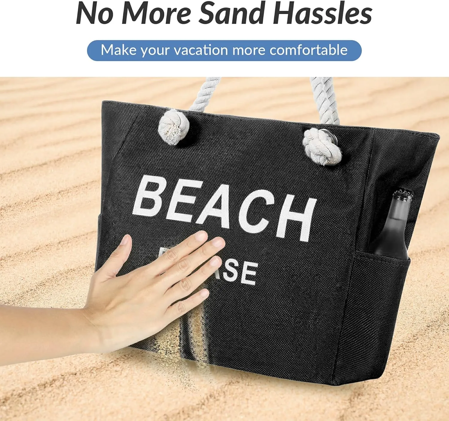 Large Canvas Beach Tote Bag with Zipper Women Swim, Travel, Shopping, Gym and Beach Holiday Cruise Essentials
