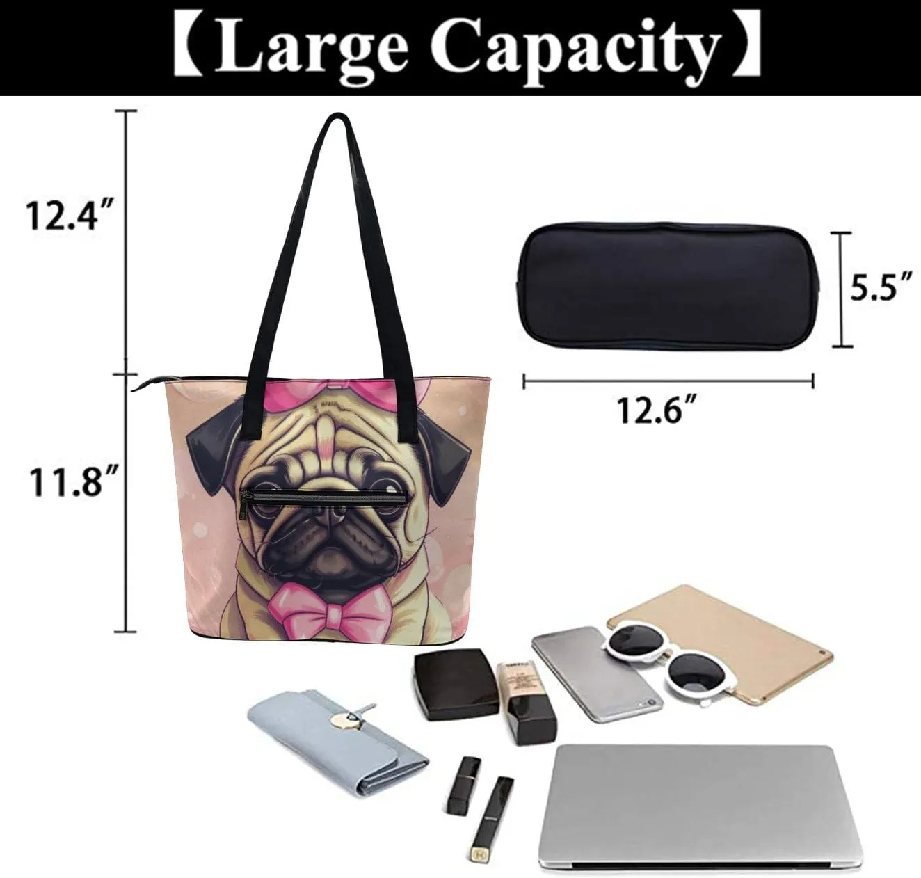 Large Capacity Shoulder Bag for Women PU Leather Shoulder Tote Handbag Clutch Bag Aesthetic Travel Work Picnic