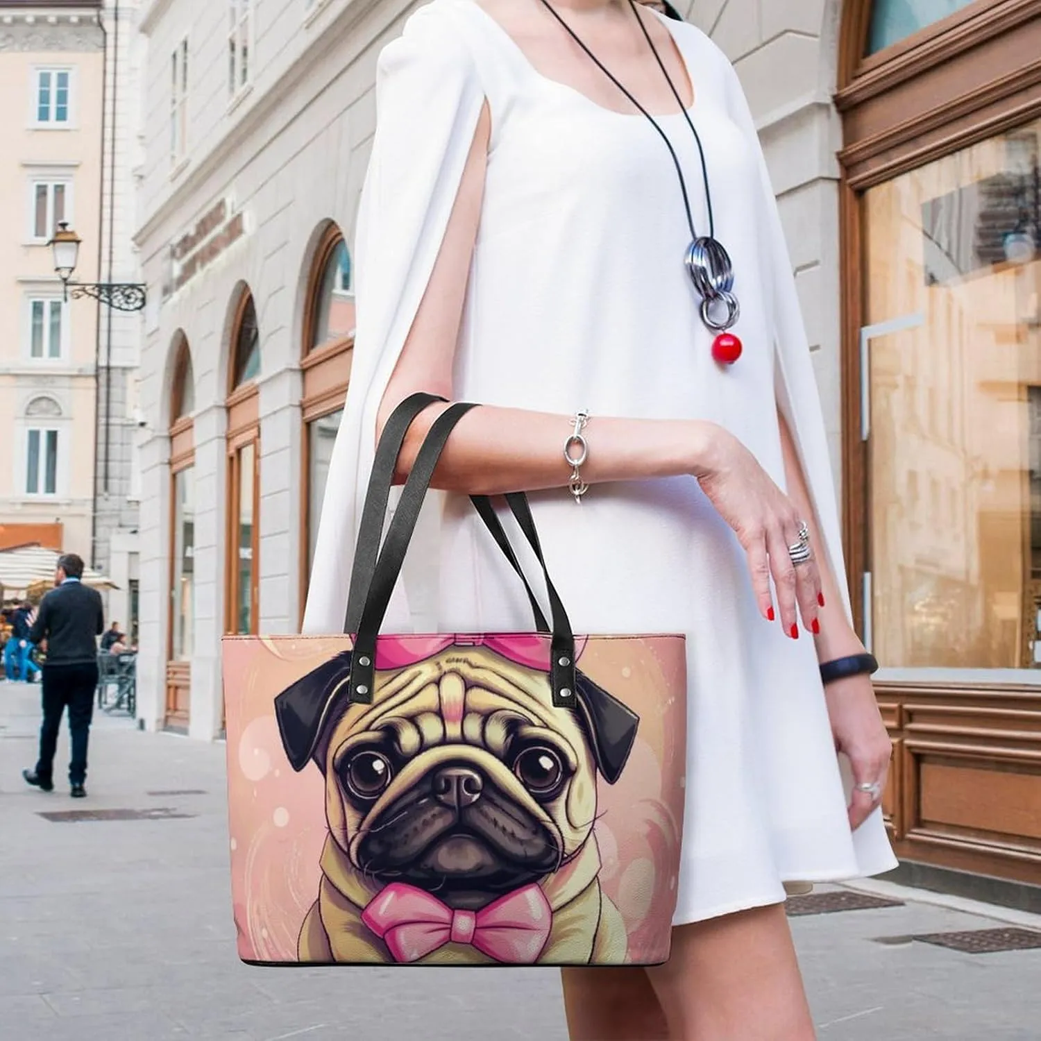 Large Capacity Shoulder Bag for Women PU Leather Shoulder Tote Handbag Clutch Bag Aesthetic Travel Work Picnic