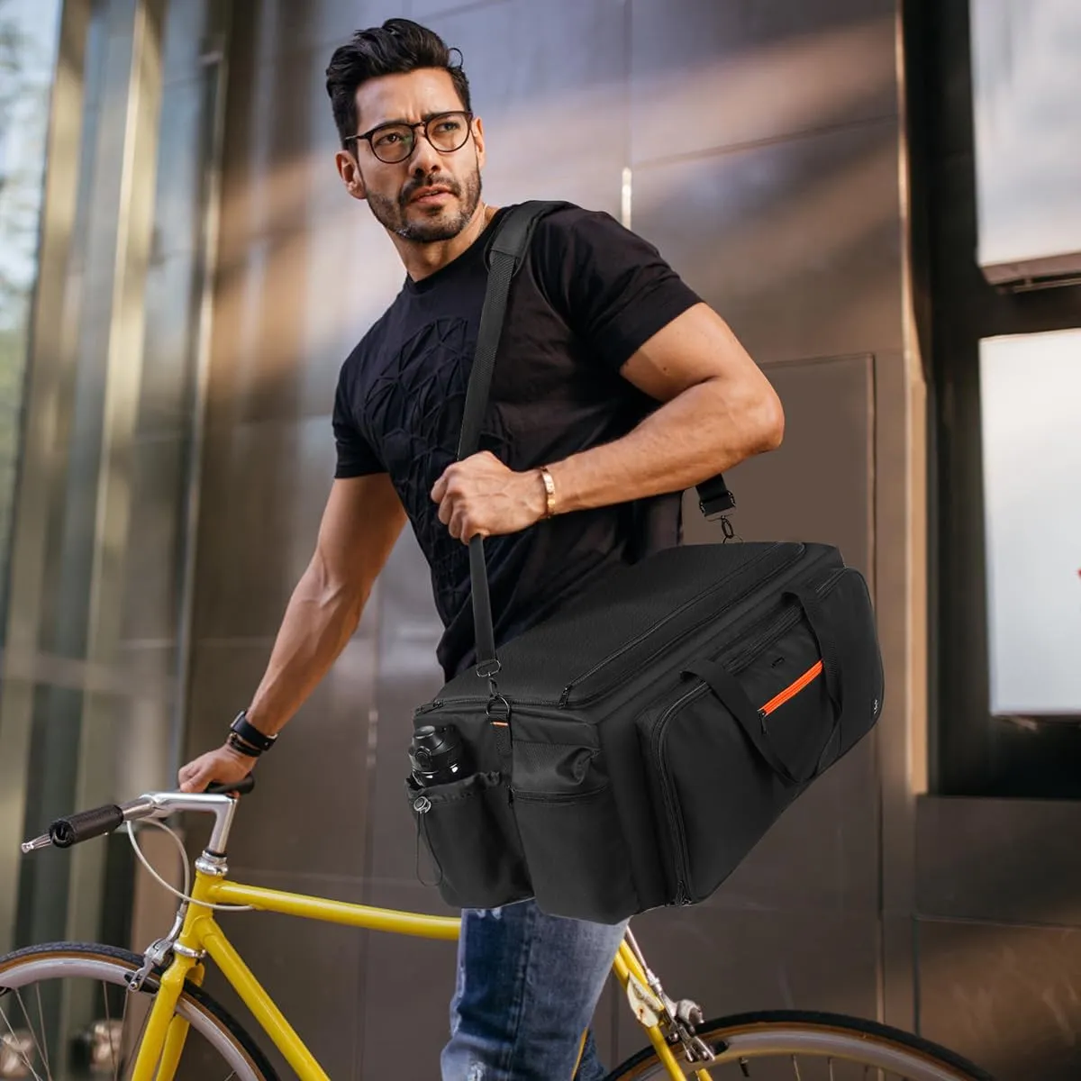 Large DJ Bag Built-in Sturdy Support Board, DJ cable bag with 9 Detachable Divider & Padded Shoulder Strap, gig bag for Professional DJ Gear, Musical Instrument and Accessories