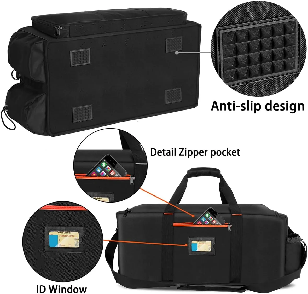 Large DJ Bag Built-in Sturdy Support Board, DJ cable bag with 9 Detachable Divider & Padded Shoulder Strap, gig bag for Professional DJ Gear, Musical Instrument and Accessories