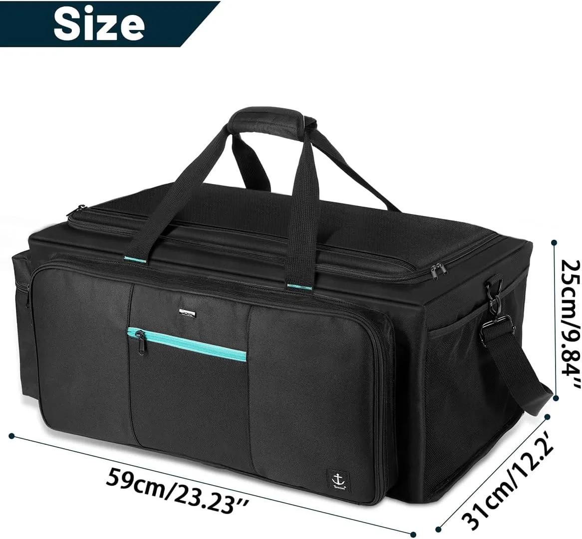Large DJ Bag Built-in Sturdy Support Board, DJ cable bag with 9 Detachable Divider & Padded Shoulder Strap, gig bag for Professional DJ Gear, Musical Instrument and Accessories