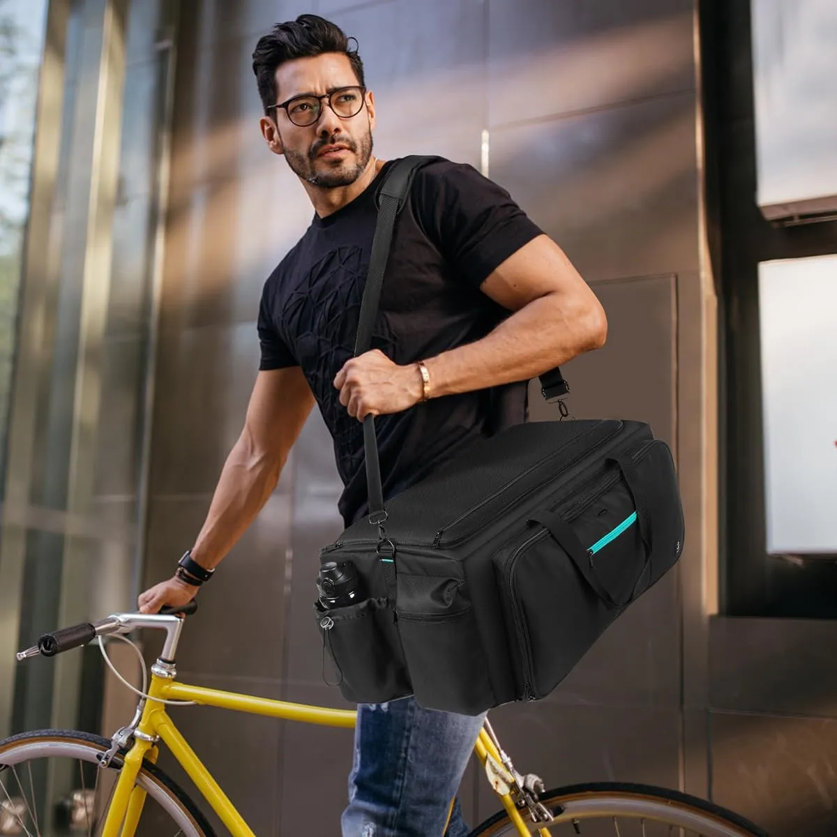 Large DJ Bag Built-in Sturdy Support Board, DJ cable bag with 9 Detachable Divider & Padded Shoulder Strap, gig bag for Professional DJ Gear, Musical Instrument and Accessories