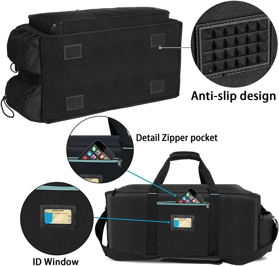 Large DJ Bag Built-in Sturdy Support Board, DJ cable bag with 9 Detachable Divider & Padded Shoulder Strap, gig bag for Professional DJ Gear, Musical Instrument and Accessories