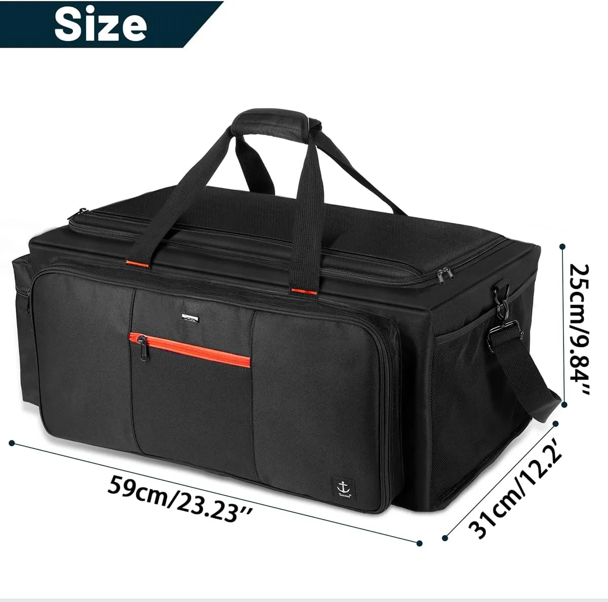 Large DJ Bag Built-in Sturdy Support Board, DJ cable bag with 9 Detachable Divider & Padded Shoulder Strap, gig bag for Professional DJ Gear, Musical Instrument and Accessories