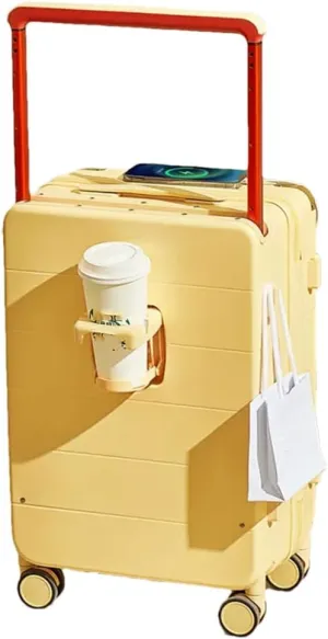 Large Handle Suitcase with Cup Holder, Travel Luggage, Password, Trolley Case, Travel Hand Bag, Wheeled Suitcase (A 24), a, 24