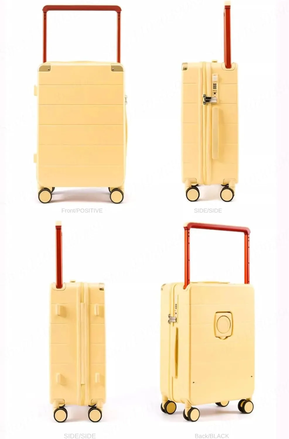 Large Handle Suitcase with Cup Holder, Travel Luggage, Password, Trolley Case, Travel Hand Bag, Wheeled Suitcase, Vertical Stripe A, 20