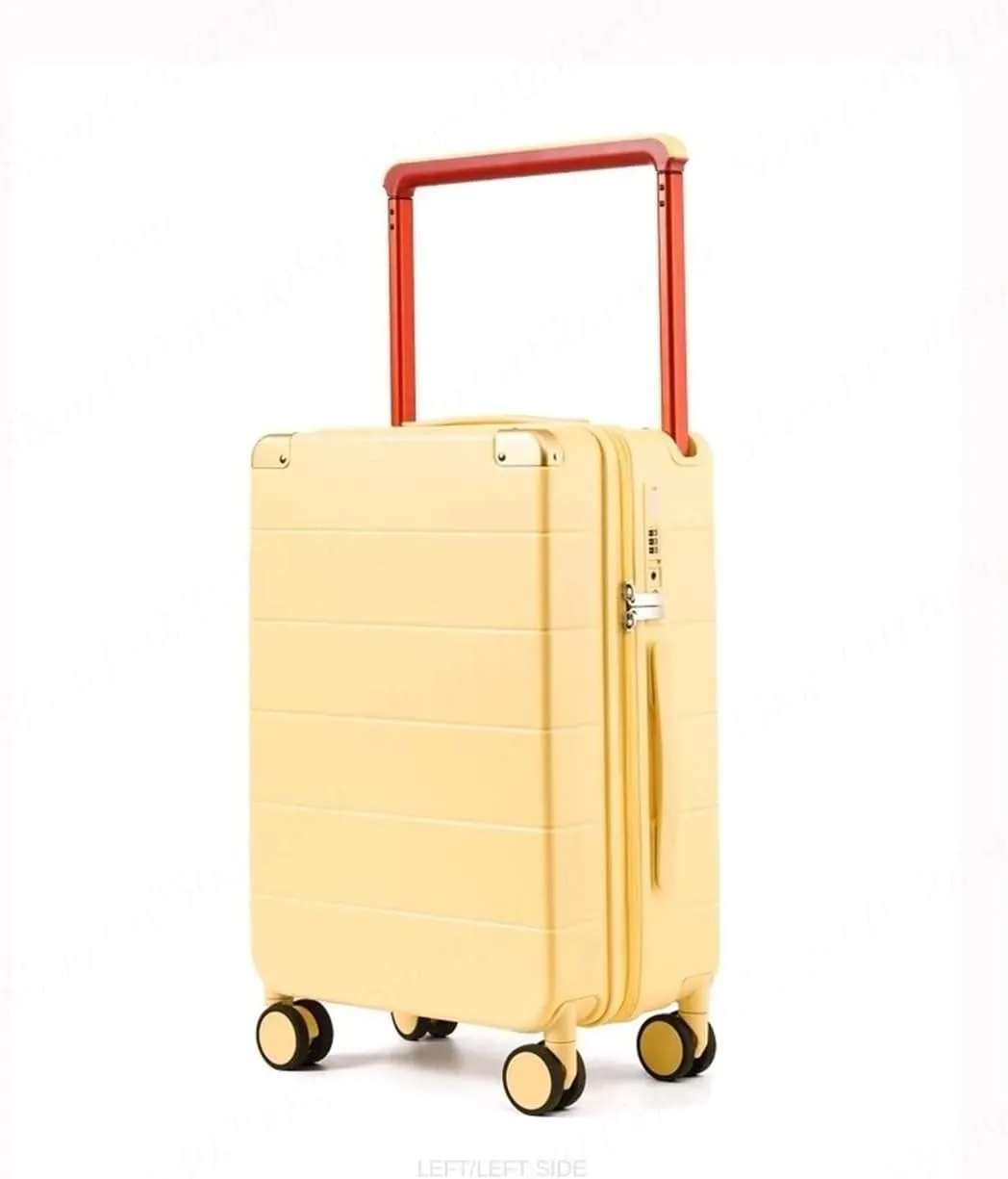 Large Handle Suitcase with Cup Holder, Travel Luggage, Password, Trolley Case, Travel Hand Bag, Wheeled Suitcase, Vertical Stripe A, 20