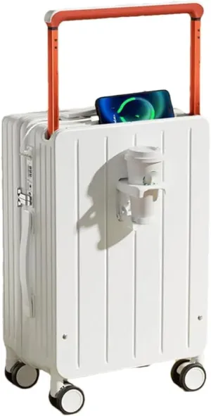Large Handle Suitcase with Cup Holder, Travel Luggage, Password, Trolley Case, Travel Hand Bag, Wheeled Suitcase (Vertical Stripe B 22), Vertical Stripe B, 22