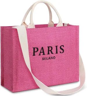 Large Tote Bag for Women Vegan Leather Woven Bag Top-handle Shoulder Crossbody Tote Bag for Work Travel