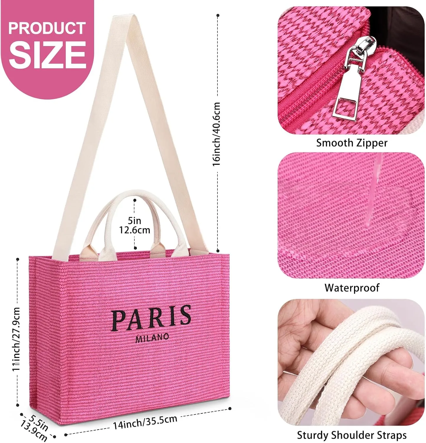 Large Tote Bag for Women Vegan Leather Woven Bag Top-handle Shoulder Crossbody Tote Bag for Work Travel